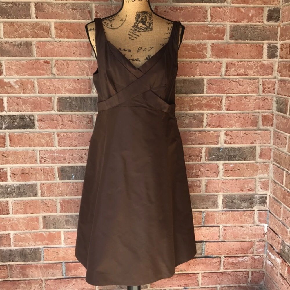 J Crew Silk Taffeta Brown Dress